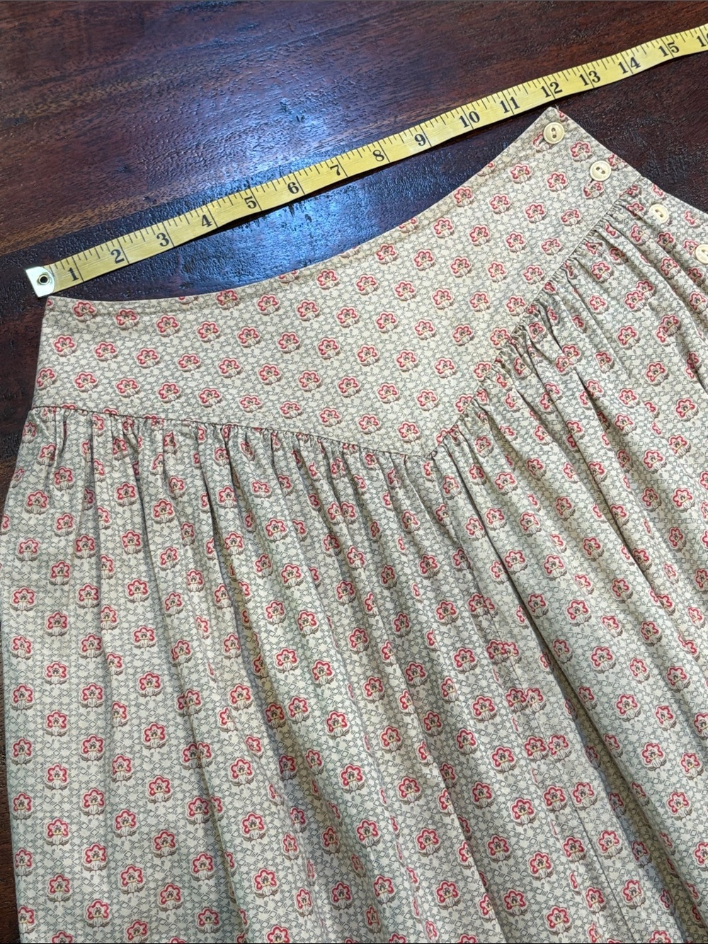Vintage Ralph Lauren 80s Cotton Floral Prairie Midi Skirt Cottagecore size 4 - Picture 13 of 14